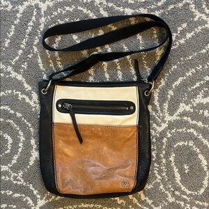 The Sak Tri-Tone Leather Messenger Bag - Black, Cream & Brown
